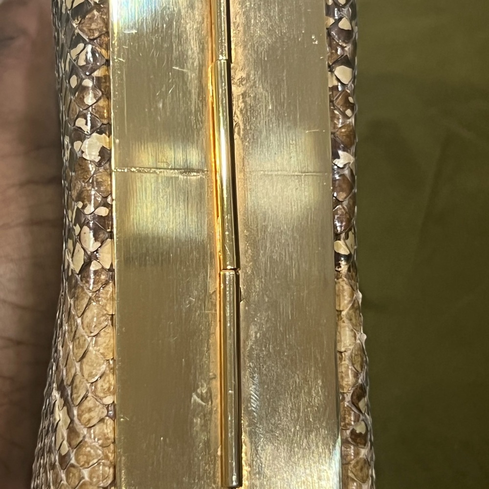 Genuine Python And Brass Shoulder Bag - image 3